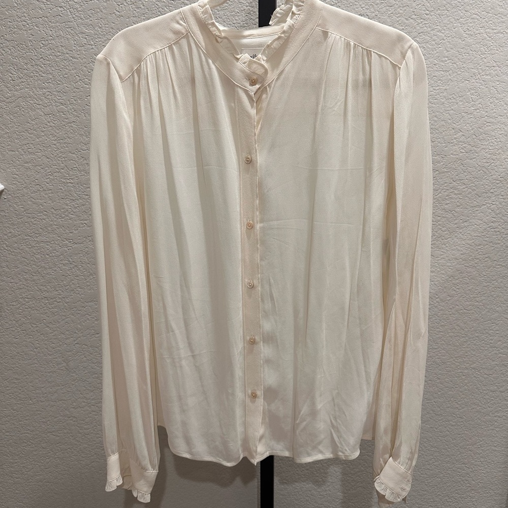 Aritizia Wilfred Cream Sheer Blouse M